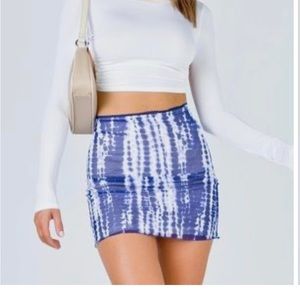 Princess Polly abstract blue mini skirt